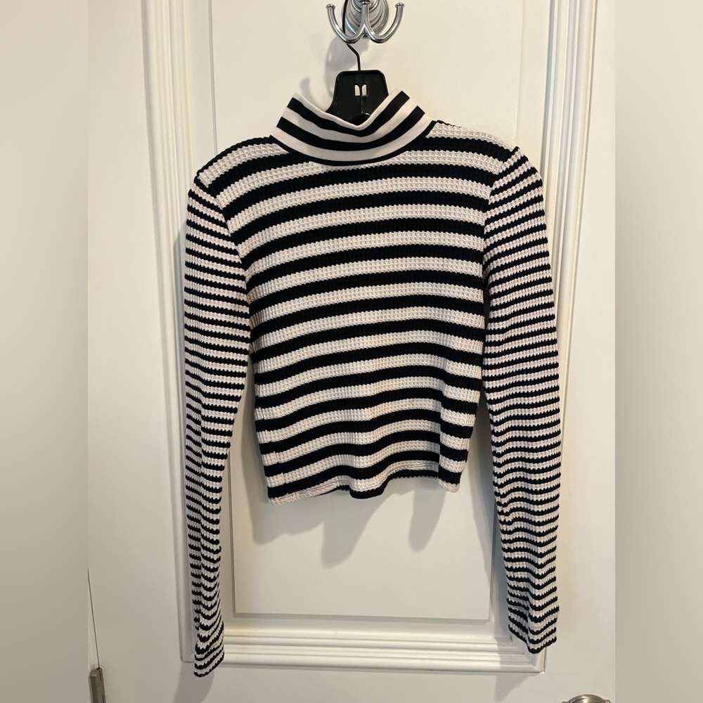 Aerie mock neck cropped waffle knit